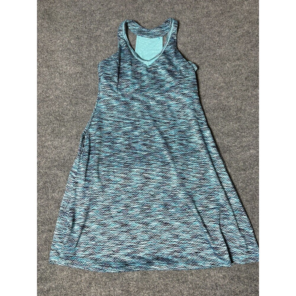 MPG Athletic Dress Womens Medium Blue Sleeveless built in Bra Stretch 36" Long